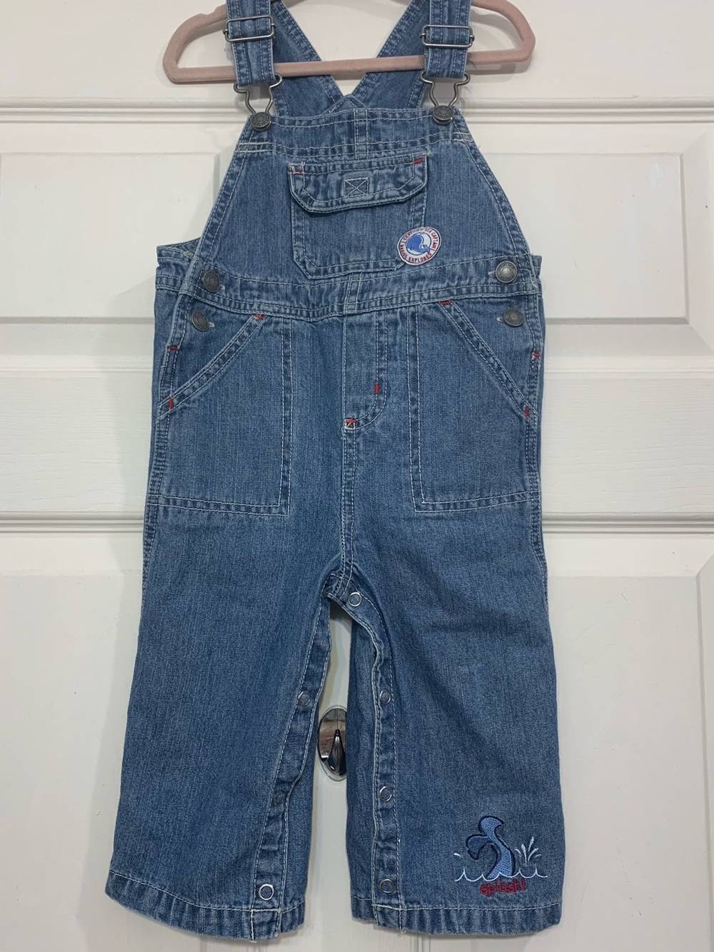 Vintage Carter’s Sea Captain Whale Denim 18mon Boy Overalls. 3543